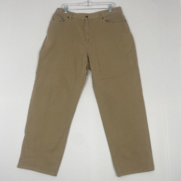 Vintage Lauren Jeans Co Ralph Lauren Womens Tan Bootcut Pants Size 16 Wide Leg - Picture 2 of 16